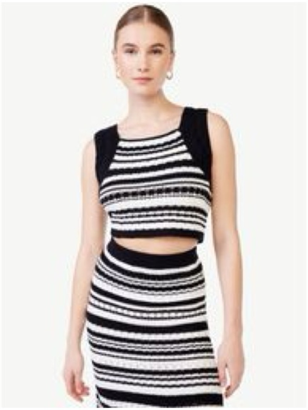 Scoop Women's Striped Crochet Knit Tank Top & Skirt Set